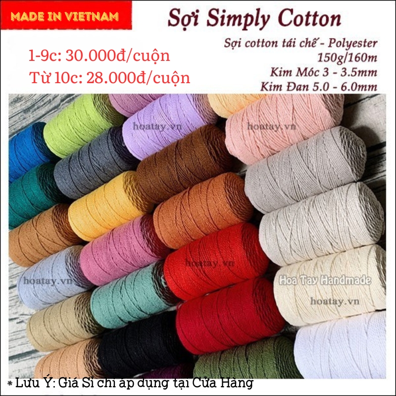 Sợi Simply Cotton dùng móc túi, mũ, thắt macrame