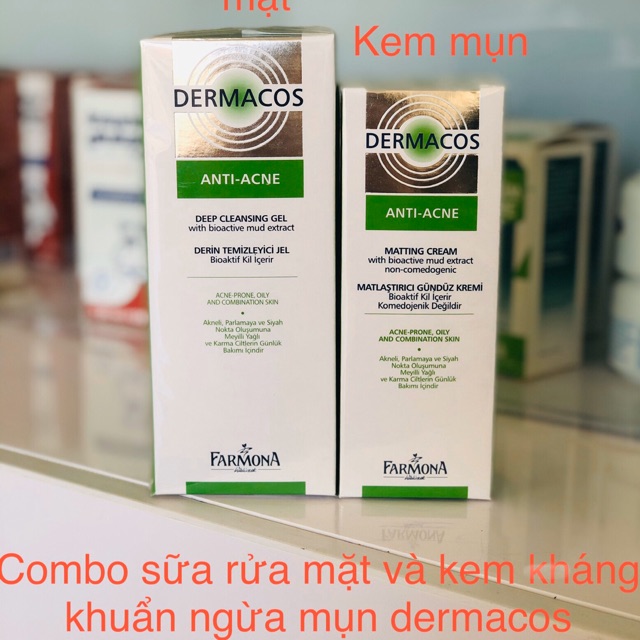 Combo sữa rửa mặt và kem kháng khuẩn Dermacos cho da dầu mụn, đảm bảo cung cấp các sản phẩm đang được săn đón trên thị trường hiện nay
