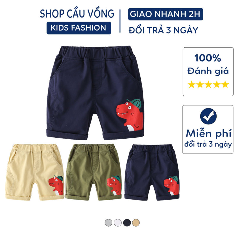 Nơi bán Quần Kaki Bé Trai WELLKIDS Quần Short Cho Bé Họa Tiết Khủng Long Đỏ Chất Kaki Xuất Âu Mỹ 044