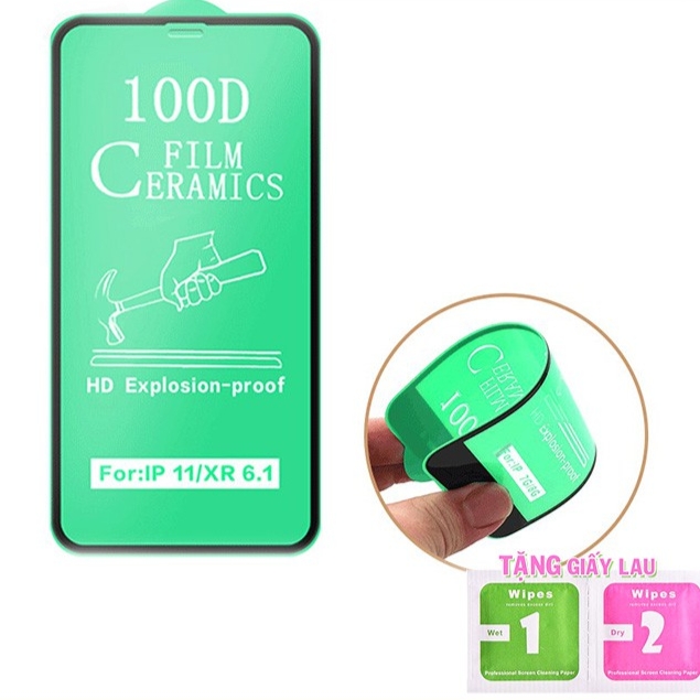 Cường lực iphone dẻo full màn 100d dẻo tặng kèm giấy lau