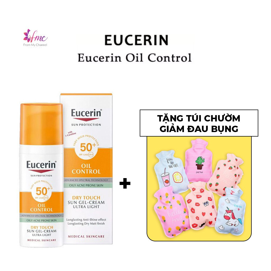 [MUA 1 TẶNG 1] Kem Chống Nắng Kiểm Soát Nhờn cho Da Dầu Eucerin Gel Creme Oil Control SPF 50+ 50ml + Tặng 1 túi chườm giảm đau bụng