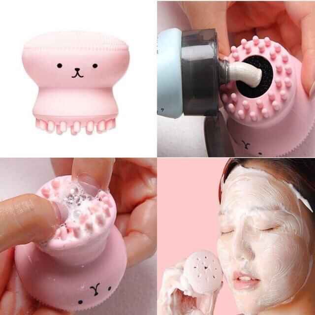 Cọ rửa mặt bạch tuộc Mút rửa mặt silicone (Hồng)