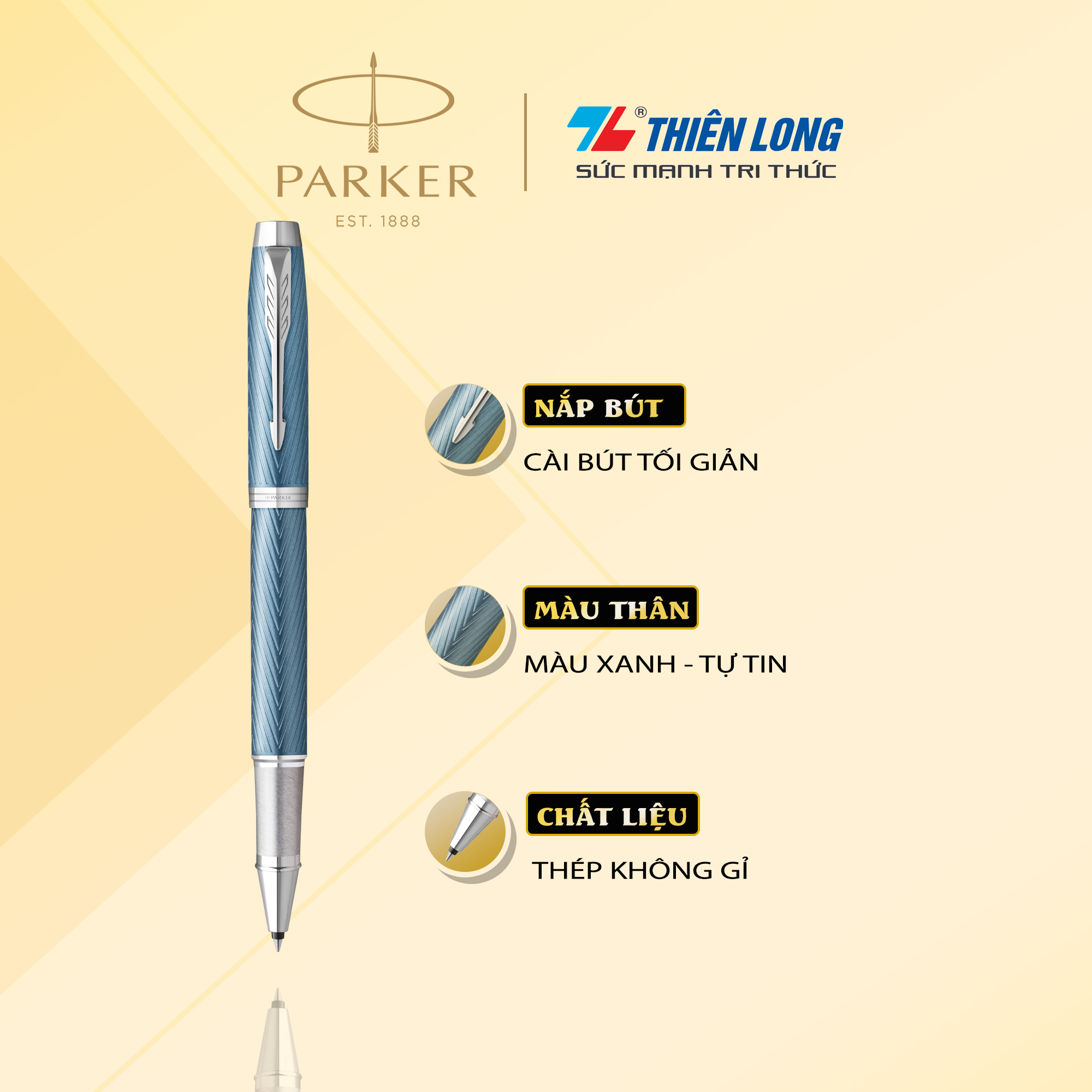 Bút lông bi cao cấp parker im prm x-bgrey ct tb-2143466 - thép không gỉ