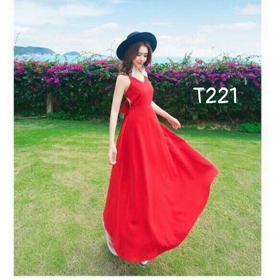 [HCM]Đầm Maxi biển 2 dây có cúp ngực voan lụa cao cấp T221