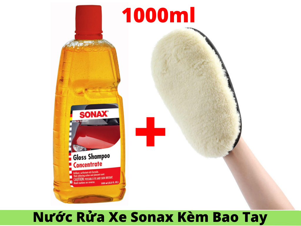 [HCM]Combo Nước Rửa Xe Sonax Kèm Bao Tay Rửa Xe Lông Cừu