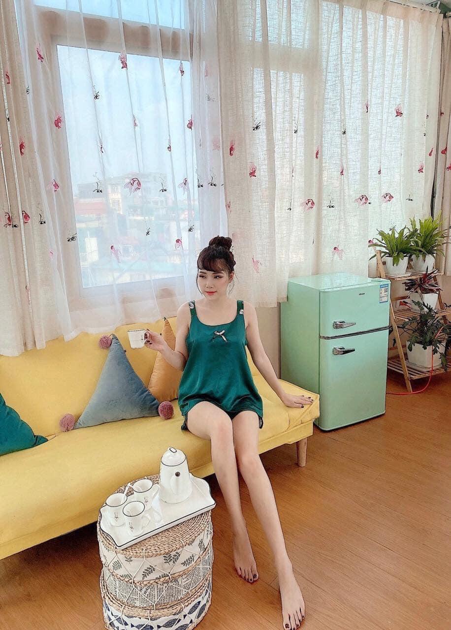 [HCM]Đồ bộ nữ mặc nhà lụa satin 2 dây cao cấp dưới 62kg