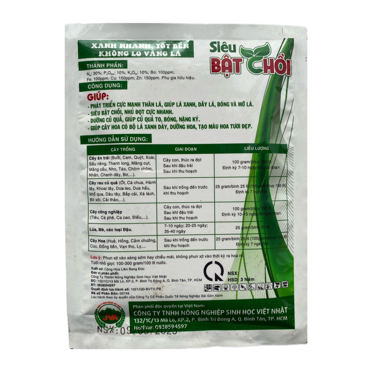 Phân bón siêu bật chồi gói 100gam
