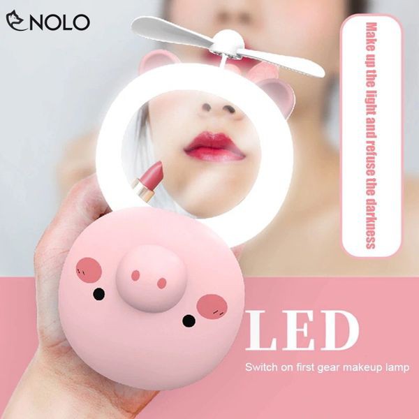Gương Soi Đèn LED Kèm Quạt Sạc USB Cao Cấp
