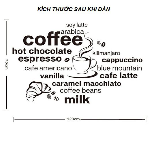 [HCM]Decal dán tường Amyshop- tiếng anh Coffee DKN025