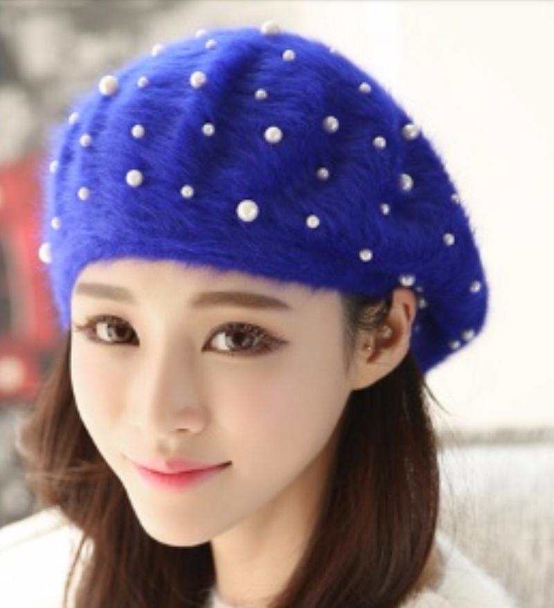 Mũ beret len lông thỏ nón bere nữ