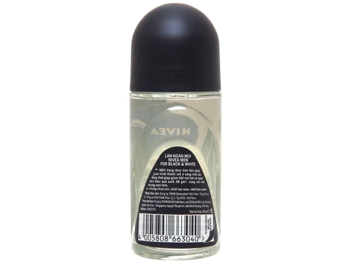 Lăn khử mùi Nivea Invisible For Black & White chai 50ml