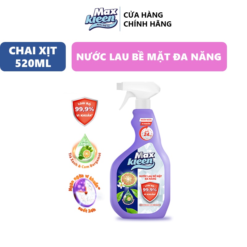 Combo 2 Chai Nước lau bề mặt đa năng MAXKLEEN 520ml