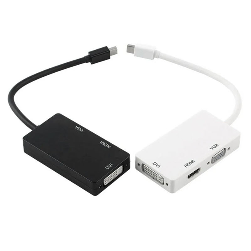 Mini Displayport to HDMI + Vga + Dvi Cable Free 1 Led Light Plugged into USB Port