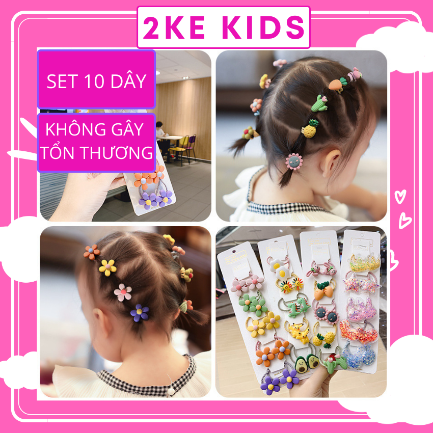 Set 10 dây thun cột tóc cho bé phong cách hàn quốc cute