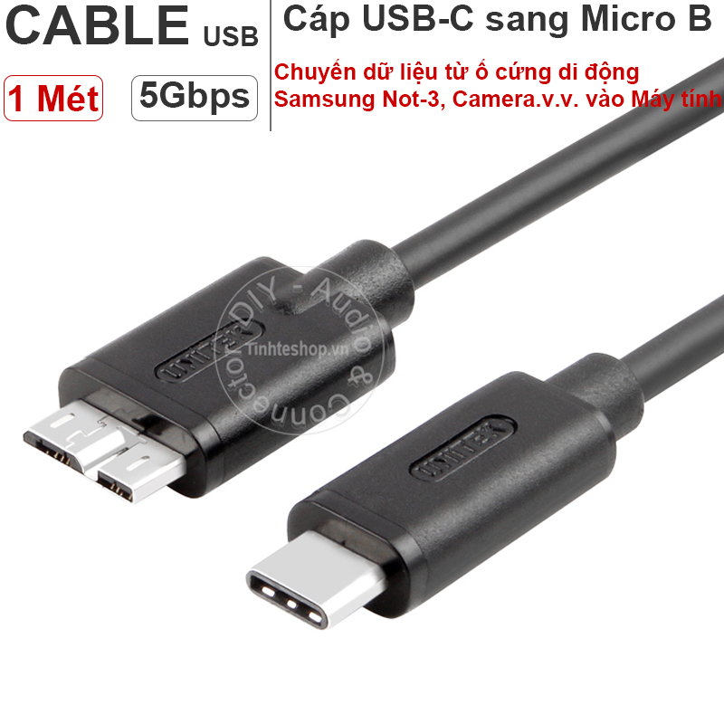 USB type-C 3.1 AM to USB 3.0 Micro BM super speed 5Gbps 1 meters UNITEK Y-C475BK