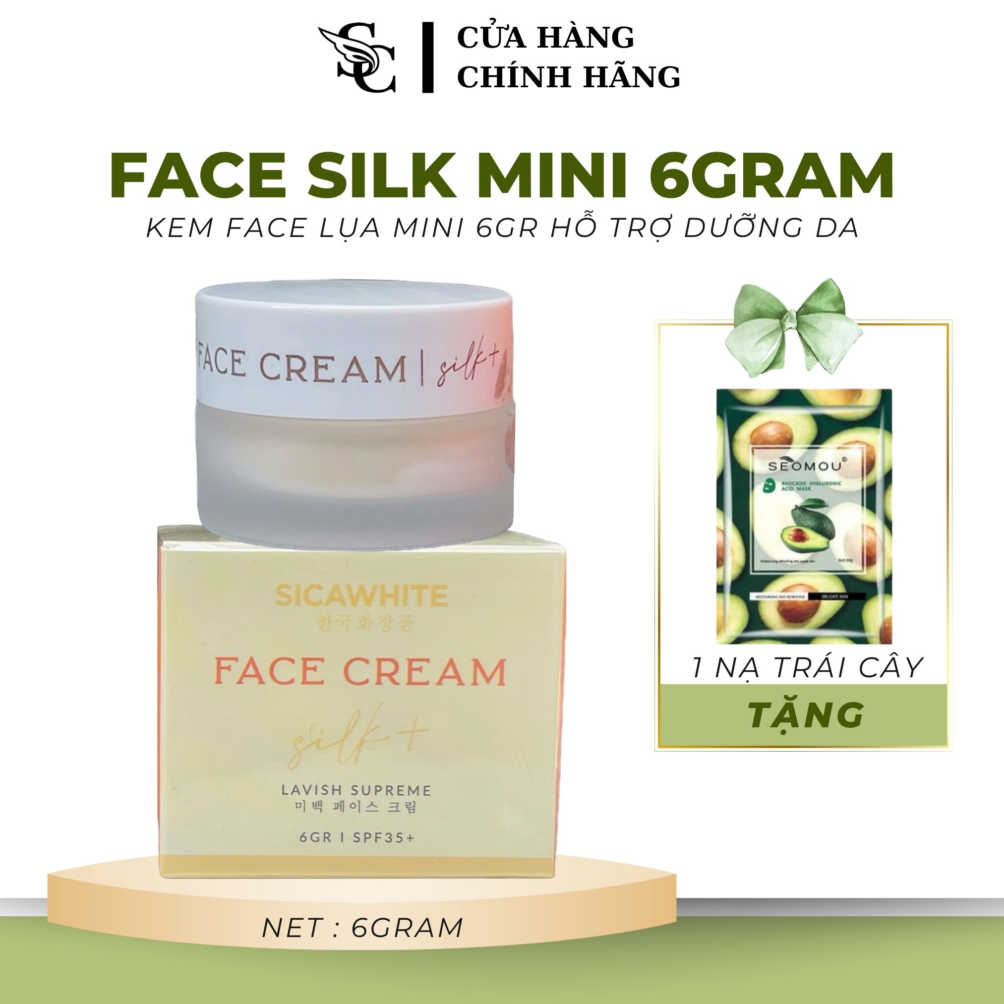 [CHÍNH HÃNG] Kem face Lụa Mini 6Gram - Face Lụa dưỡng da tinh chất cá tằm vàng, face Silk sica white