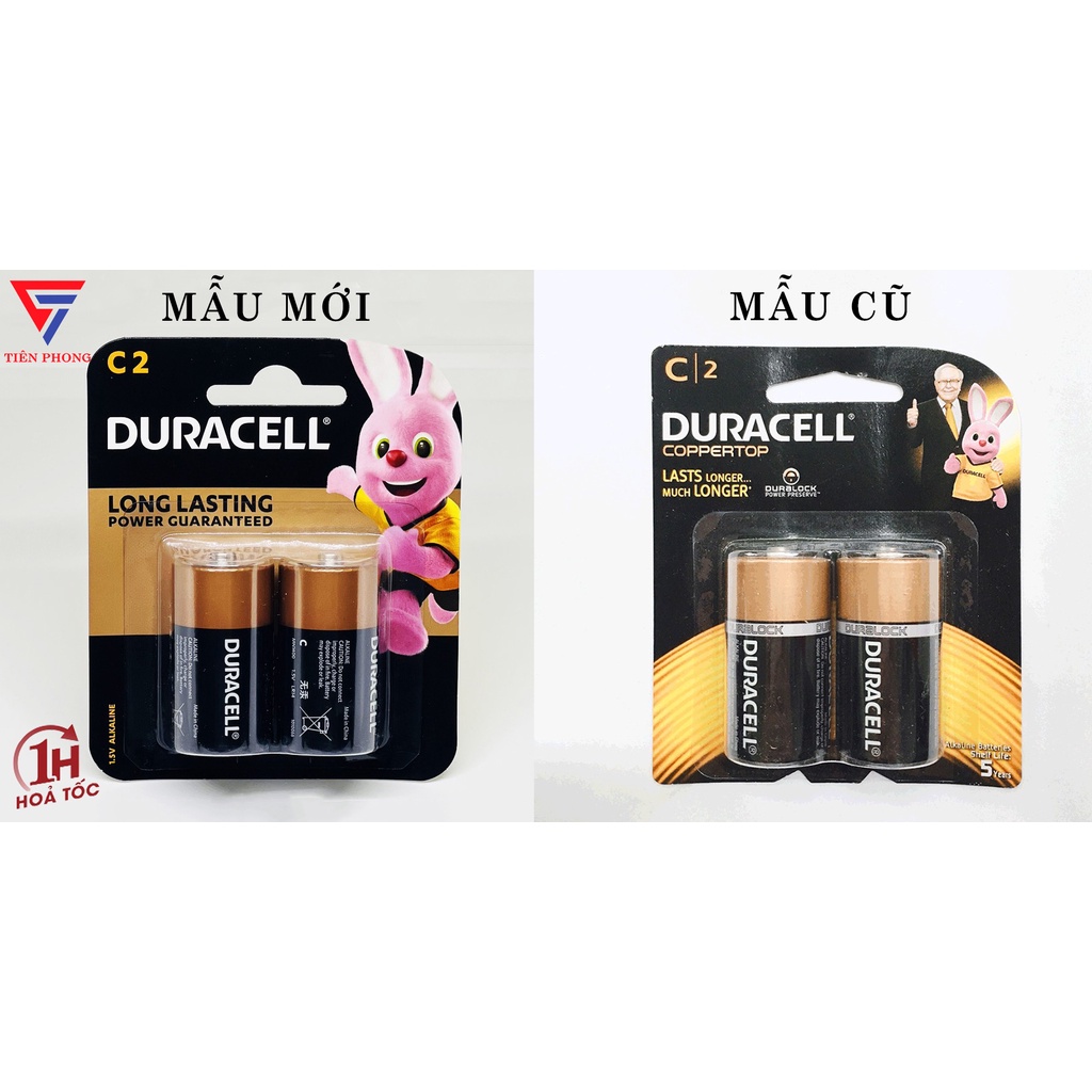 Combo 2 vỉ pin trung C Duracell Alkaline chính hãng (1 vỉ 2 viên)