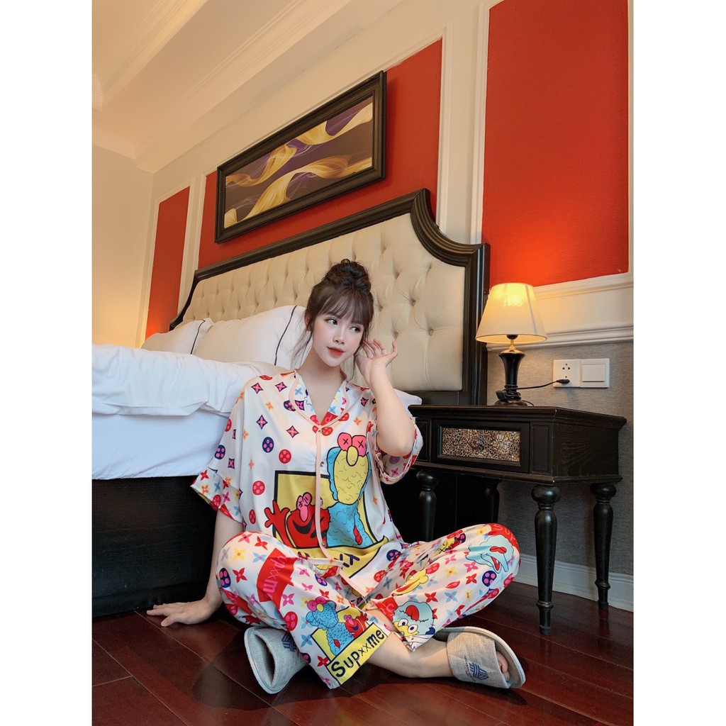 [HCM]SÉT BỘ PYJAMA LỤA LATIN 2D THIẾT KẾ