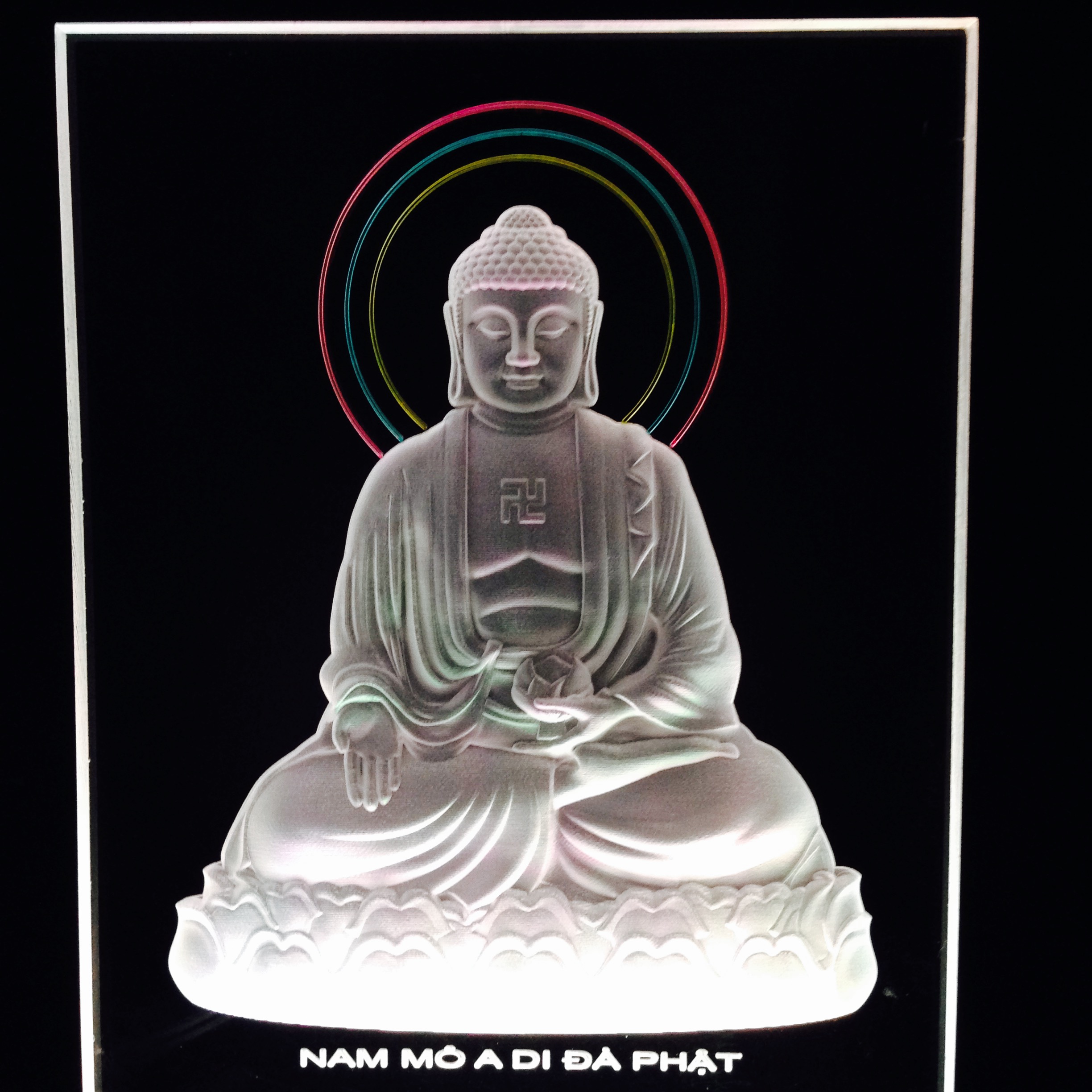 Tranh điện : A DI ĐÀ NGỒI (20x27cm)