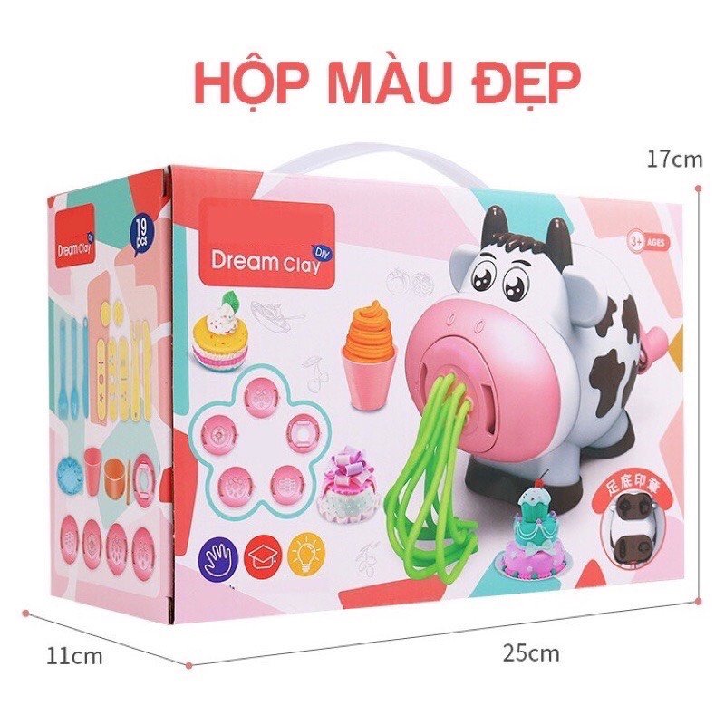 Bộ Đất Nặn Bò Sữa An Toàn cho Bé, Set Đất Nặn làm từ bột mỳ