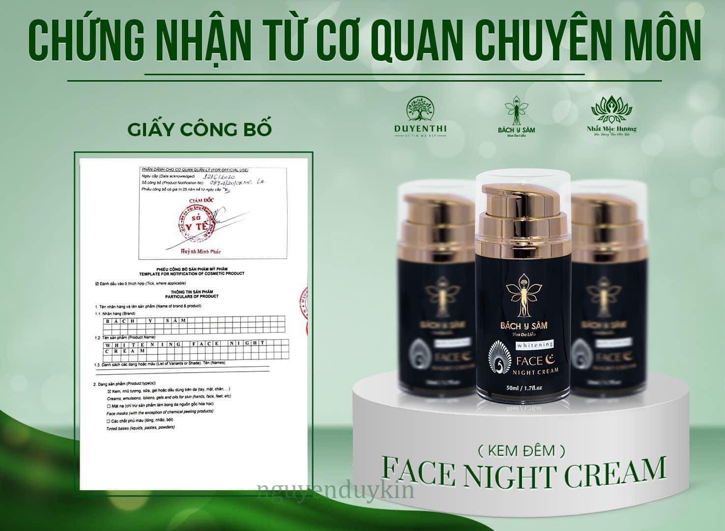 [Sẵn Hàng] Combo Kem Đêm và Serum dưỡng trắng da BÁCH Y SÂM