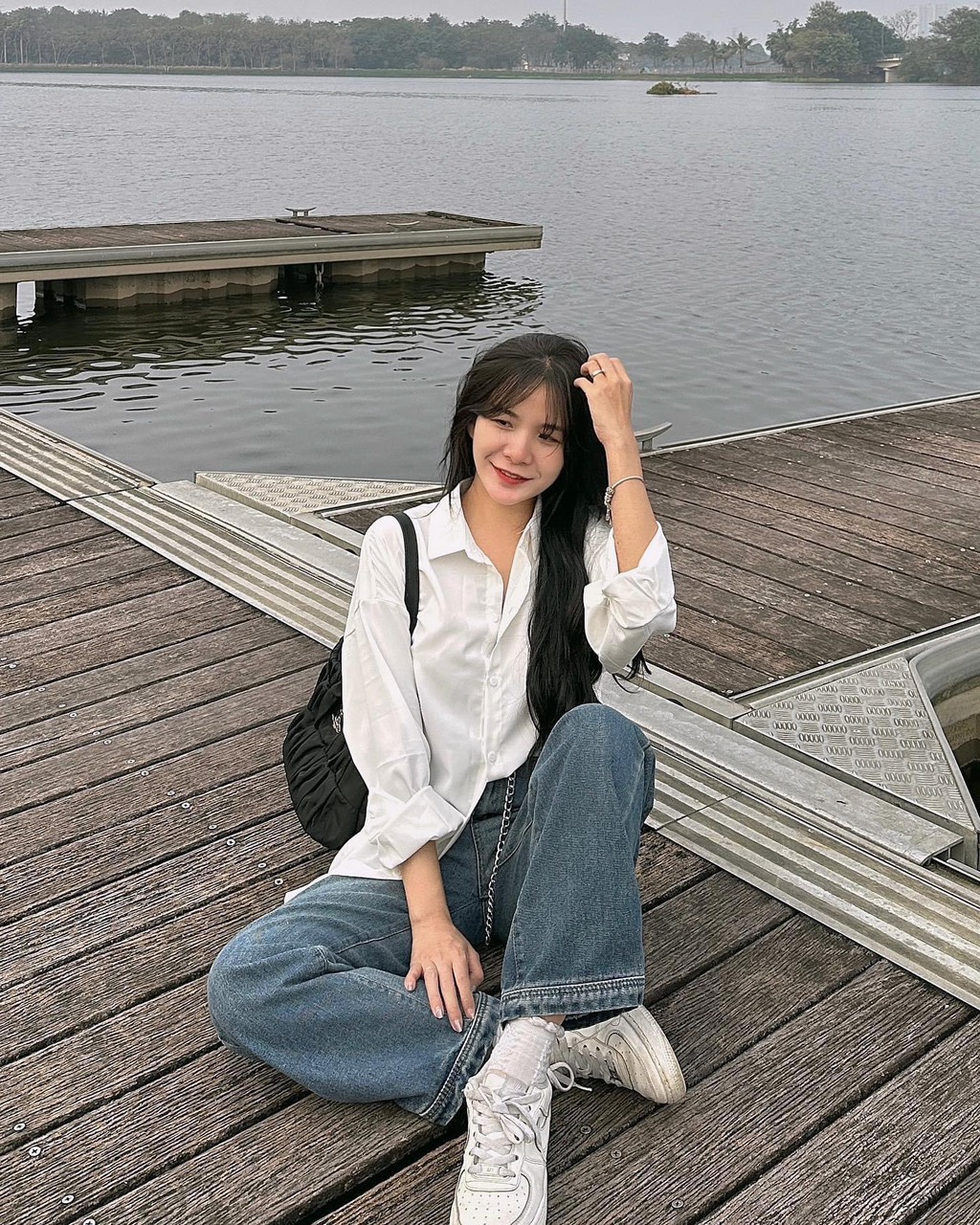 Áo sơ mi voan lụa trơn dài tay basic - 247StoreFashion - SM00105_P9K4