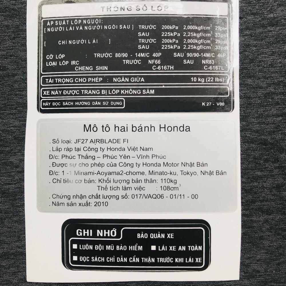 [HCM][HOT] TEM THÔNG SỐ AIR BLADE VIỆT SẮC NÉT (ĐỦ THÔNG SỐ)