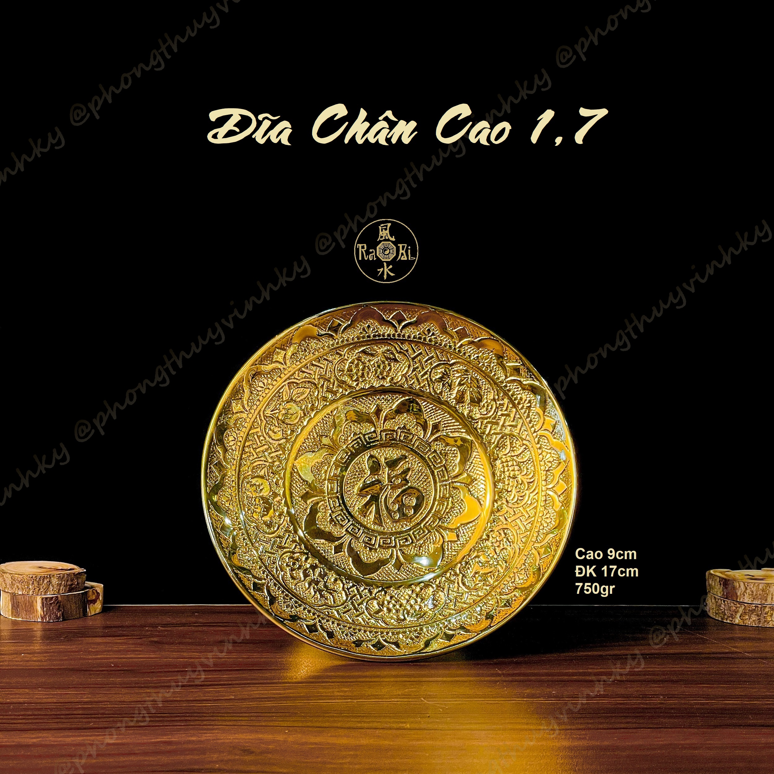 Dĩa Trái Cây Chân Cao đường kính 17cm - Vật Phẩm Đồng Thờ Cúng Vĩnh Tiến Chất Lượng Cao - Đồ Đồng Mỹ Nghệ