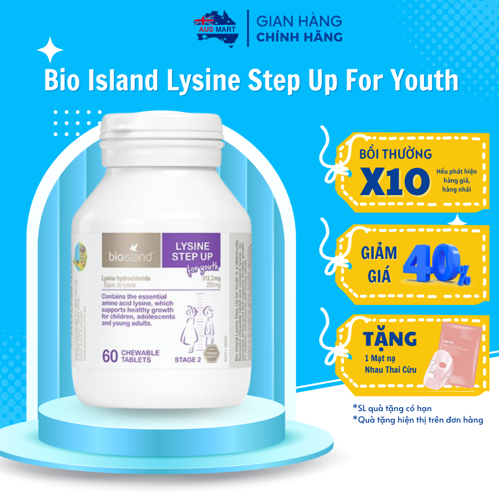Bột tăng chiều cao Bioisland Lysine Starter For Kids, Úc giúp ăn ngon tăng miễn dịch cho trẻ