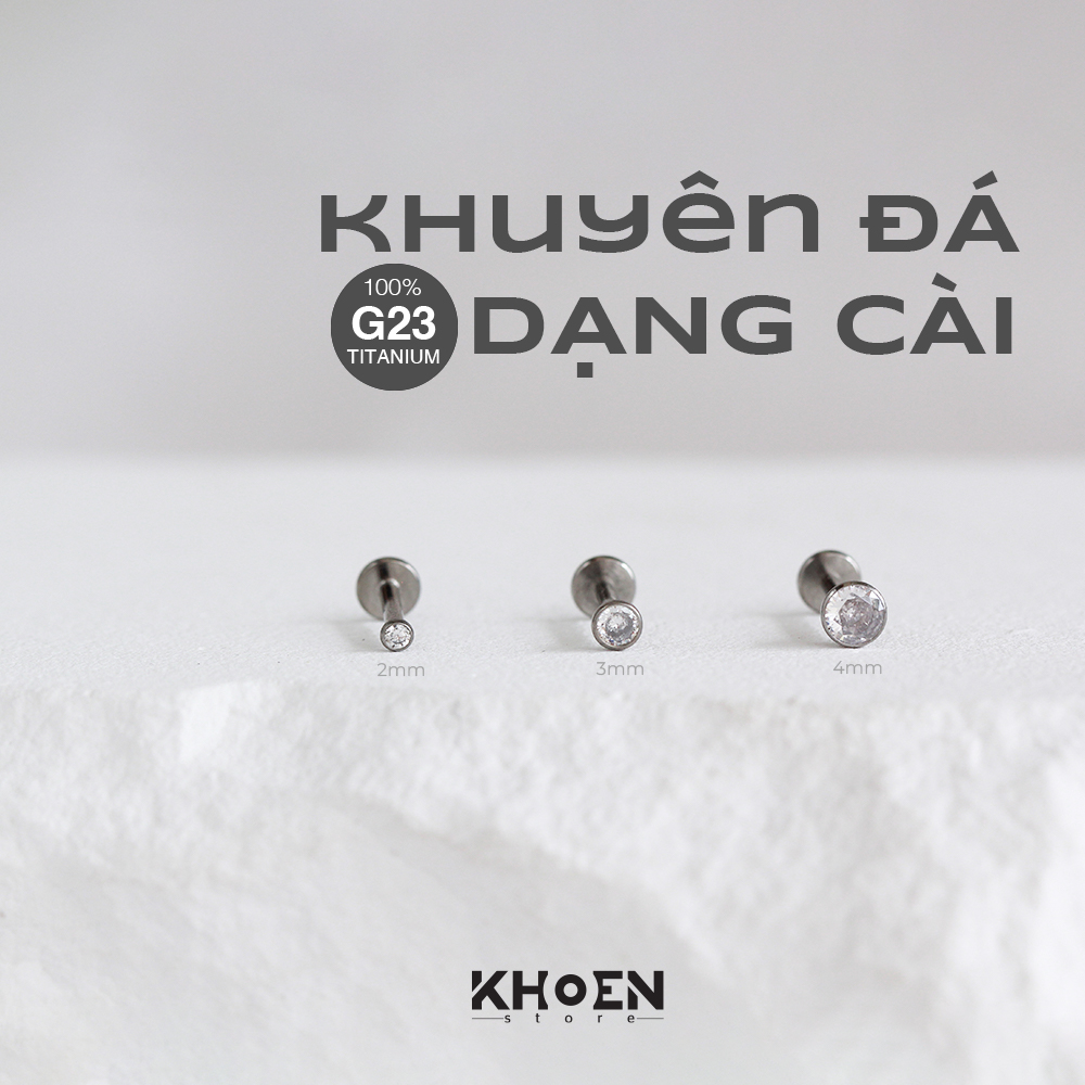 (1 Chiếc) Khuyên đá cài thân 1.2mm - Titanium - Khoen Store