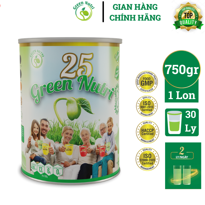 25 Green Nutri - Sữa Hạt Ngũ Cốc Dinh Dưỡng 750gr Dạng lon