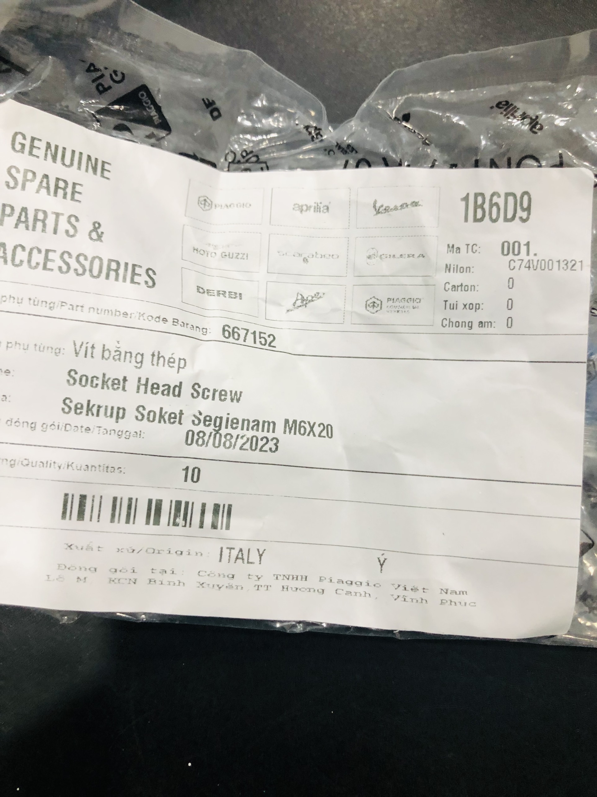 Bulong đĩa Piaggio Vespa