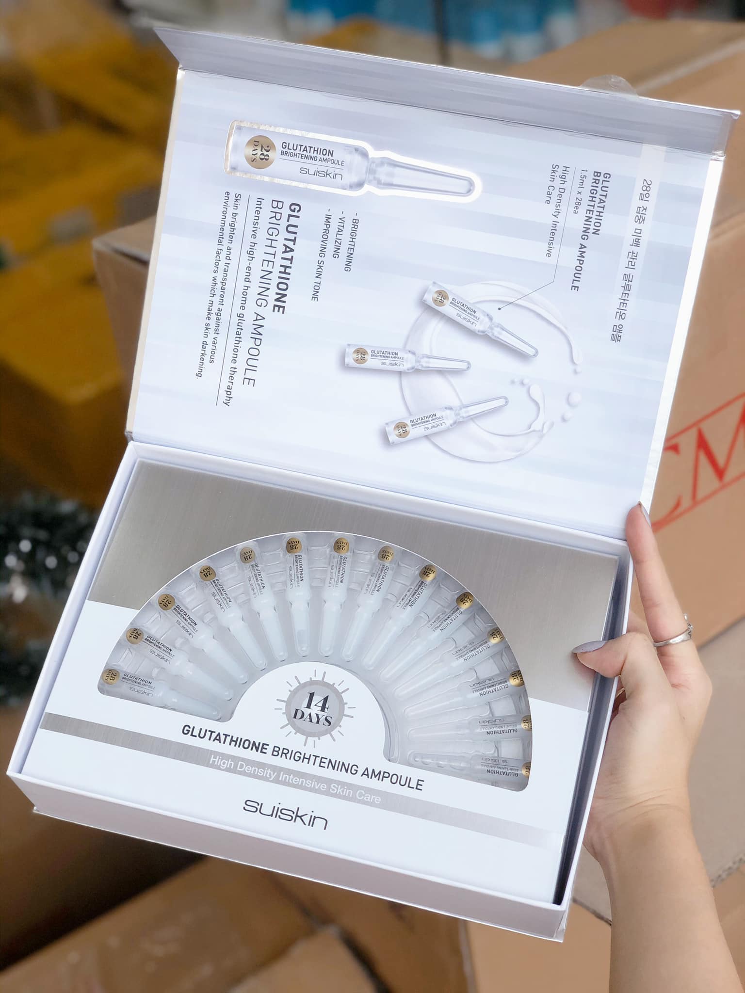 suiskin glutathione brightening ampoule Set Tinh Chất Dưỡng Trắng Da, Mờ Thâm Nám 1.5ml _ Suiskin Chính Hãng making it suitable for sensitive skin types Glutathione Ampoule