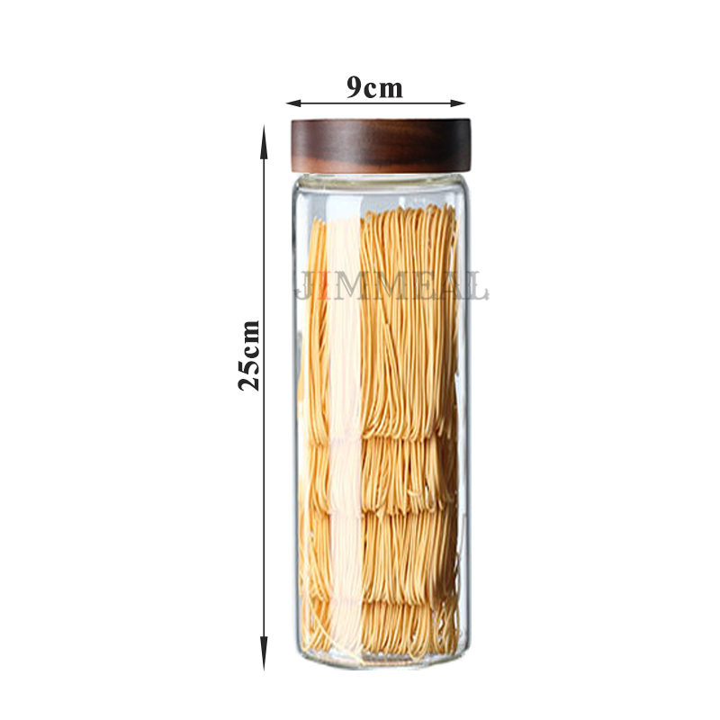 Lọ thủy tinh nắp gỗ vặn, hũ thủy tinh nắp gỗ vặn jimmeal đựng gia vị, thực phẩm, đồ khô 500ml 800ml 1000ml 1600ml cao cấp