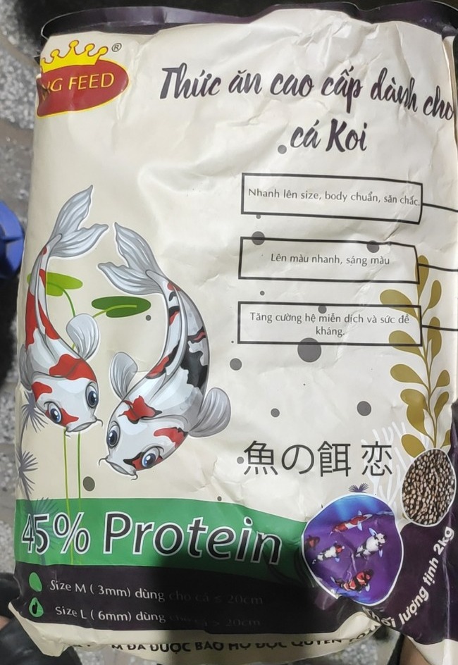 Cám cá Koi tăng trưởng King Feed-45%đạm (2kg)
