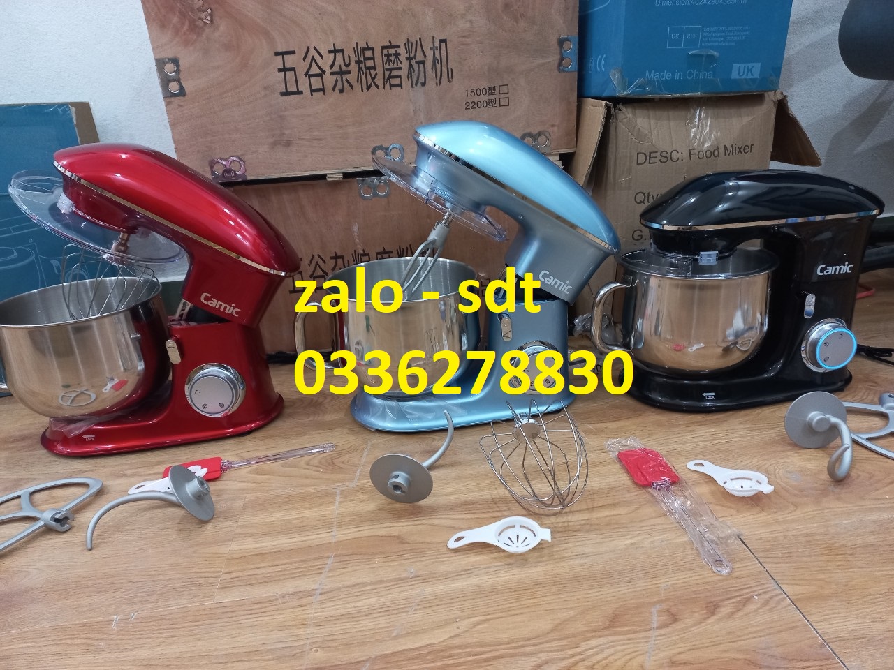 1500W Food Processor Kneading Machine Camic 8L Food Processor Mixer Multifunctional Mixer Low Noise Powerful and Professional 6 Speeds with Pulse Stainless Steel Bowl