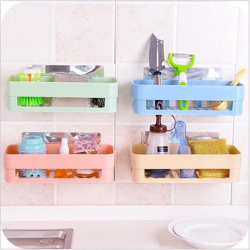Kệ Nhựa Treo Tường Nhà Tắm, Nhà Bếp Dán Tường Chịu Lực ,Khay Đựng Vật Dụng Dán Tường Không Cần Khoan Tường, Kệ Nhựa Hình Chữ Nhật Để Đồ Nhà Bếp Nhà Tắm Đa Năng Dán Tường Siêu Chắc