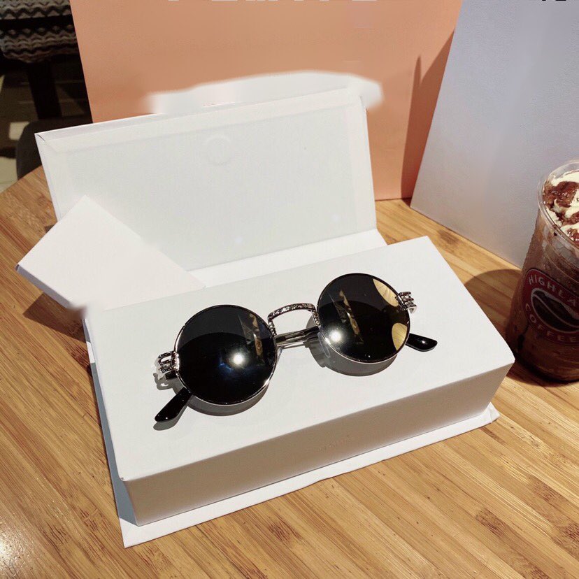 Kính râm Nam Nữ Mắt tròn thầy bói gọng kim loại vintage - Hàng Cao cấp