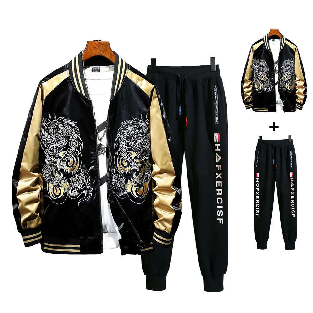 Set Áo Khoác Nam In Hình Rồng Phối Quần Jogger Bo Ống trẻ Trung Thời Trang FORHIMCS2 AO KHOAC NAM 30C + JOGGER 75