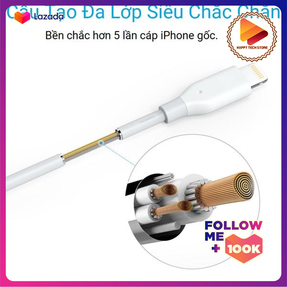 Cáp dây dù siêu bền dành cho iphone Lightning Anker Powerline - Dài 0.3m - A8114