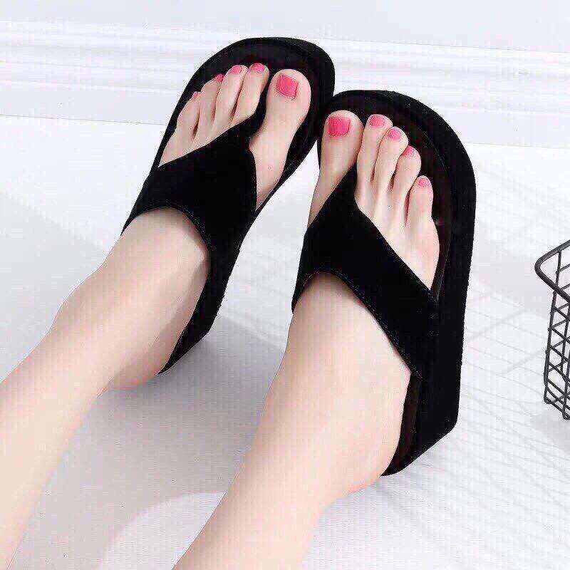 Dép kẹp xốp bọc nhung cao 9 phân