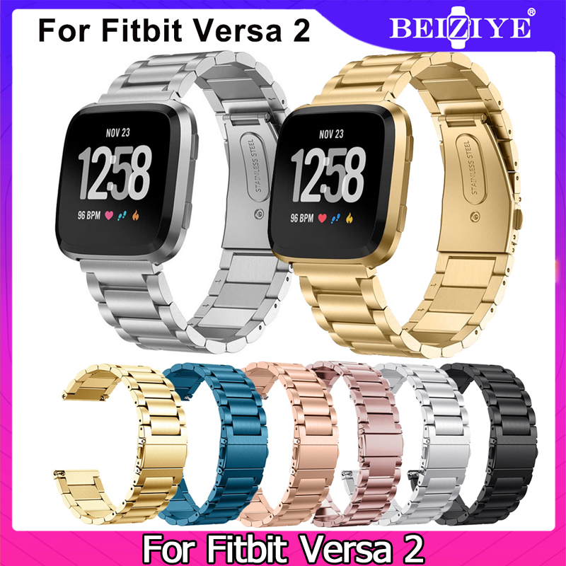 Đồng hồ thông minh Fitbit Versa 2 Dây đeo bằng thép không gỉ Dây đeo bằng kim loại Dây đeo cổ tay fitbit Versa 2 Đồng hồ đeo tay