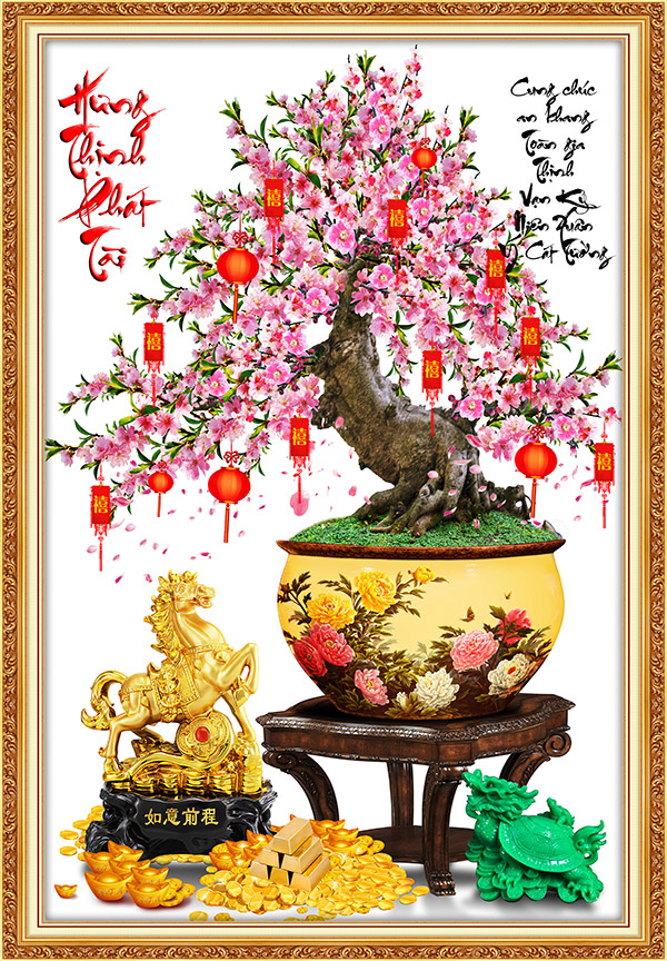 Tranh dán tường Hoa Mai trang trí Tết chất lượng cao VTC MaiPhuc