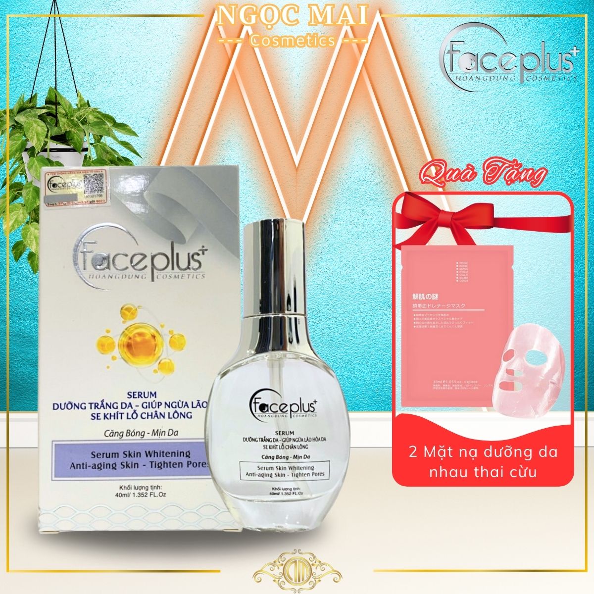 [+ Quà Tặng] Serum Dưỡng Trắng Da, Ngừa Lão hóa, Se Khít Lỗ Chân Lông Faceplus+ 40ml - Mỹ Phẩm Hoàng Dũng Chính Hãng