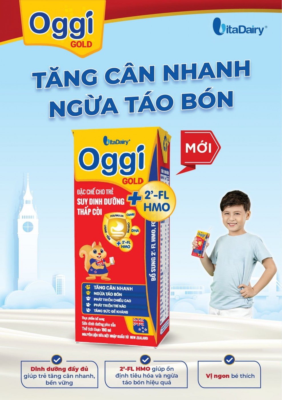 COMBO Lốc 4 Hộp Sữa Hộp Pha Sẵn Oggi Suy Dinh Dưỡng Gold 180 ml