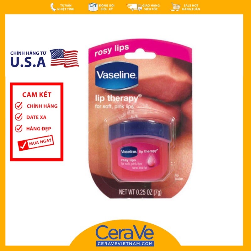 [HCM]Vaseline Dưỡng Môi  Sáp dưỡng môi Vaseline Lip Therapy 7g