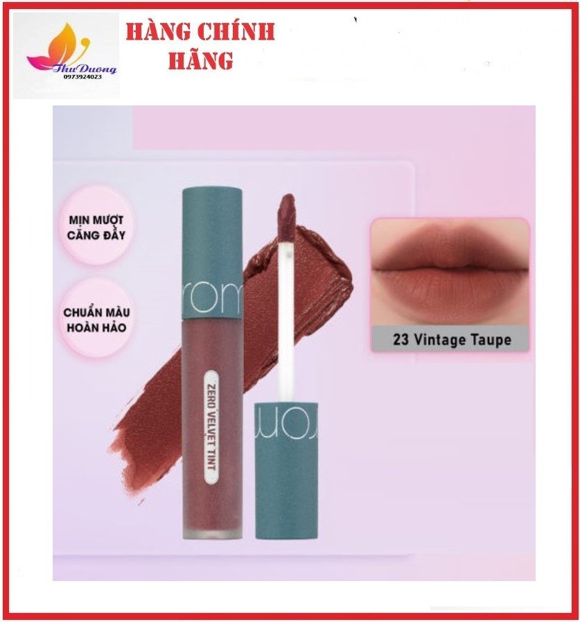 Son kem lì romand zero velvet tint #no.23 vintage taupe 5.5g - màu nâu mocha