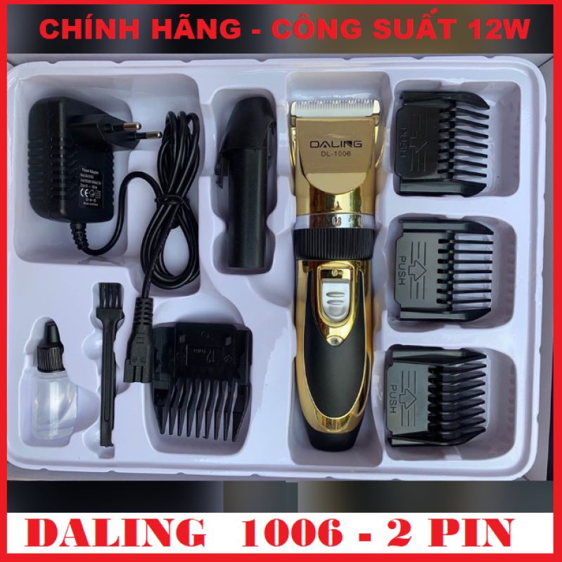 [ Hàng cao cấp ] Tông đơ cắt tóc cao cấp công suất 12W DALING - 1006, Lưỡi cắt sứ đá, Tông đơ cắt tóc gia đình, tặng kèm 1 pin dự phòng cao cấp