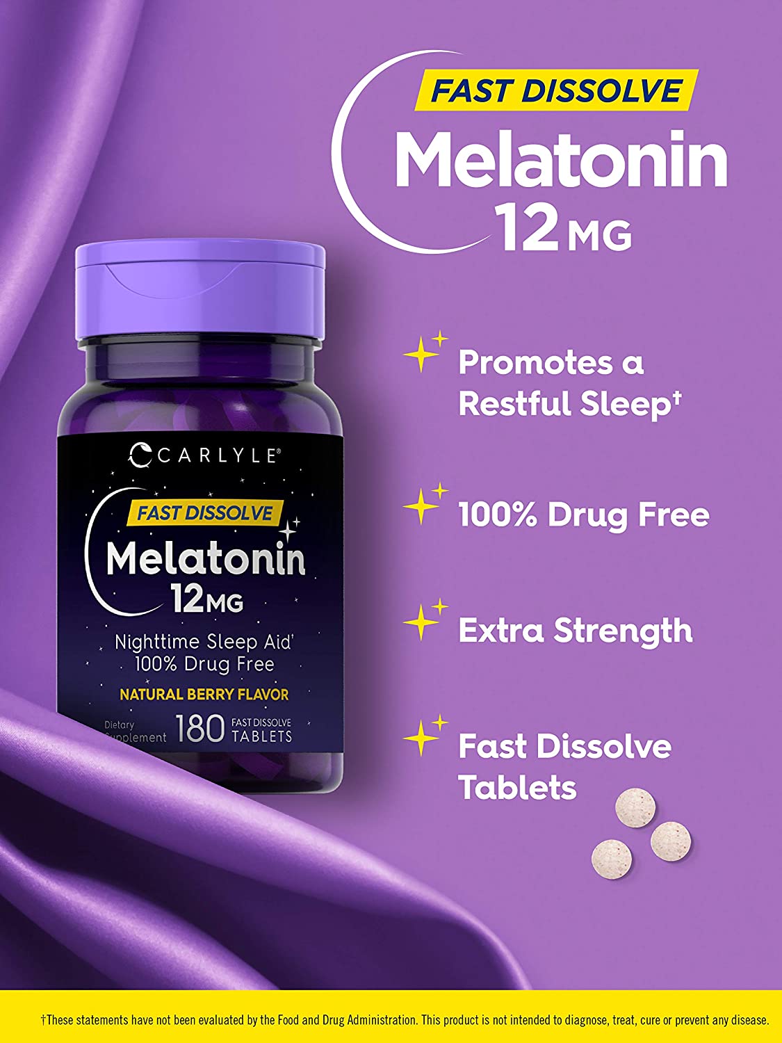 Carlyle Melatonin 12mg Fast Dissolve 180 Tablets -  Chăm sóc giấc Ngủ