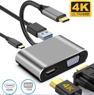 Cáp chuyển USB Type-c ra 4 cổng HDMI VGA USB và cổng sạc hỗ trợ chế độ Dex thumbnail